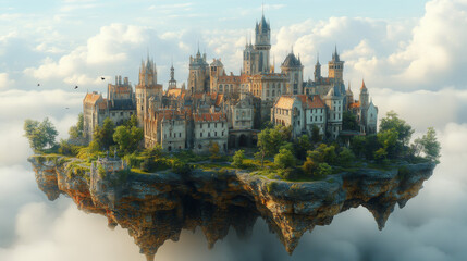 Obraz premium Surreal Fantasy Landscape with Futuristic Dreamlike Scene