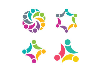 Minimalist human unity logo. Modern style teamwork people logo, people group logo