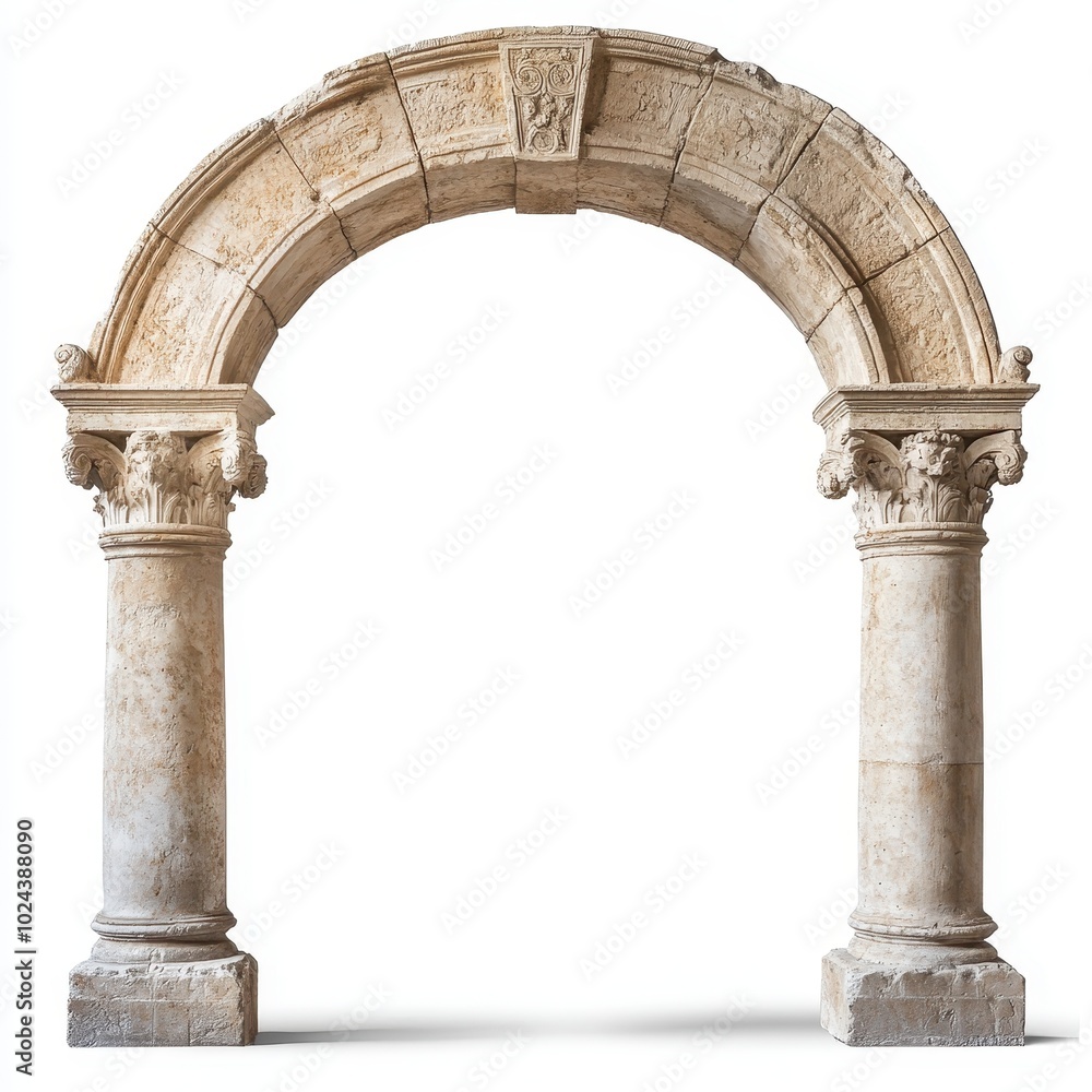 Aufkleber a decorative stone archway with intricate carvings and supporting columns.
