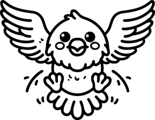 Cartoon flying eagle, hand-drawn in line art style. Vector illustration, isolated and perfect for kid's designs, playful projects, and nature-themed creations.