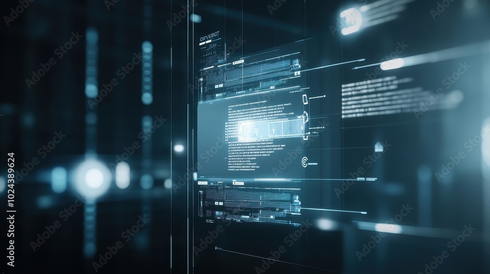 Poster futuristic digital technology backdrop with glowing data streams