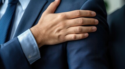 Obraz premium Professional Man in Smart Suit Interacting with Colleagues