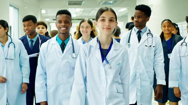 A group of medical interns in a hospital 
