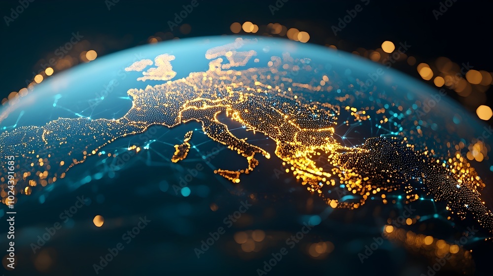 Poster a 3d depicting the interconnected nature of global financial systems showcasing the intricate web of