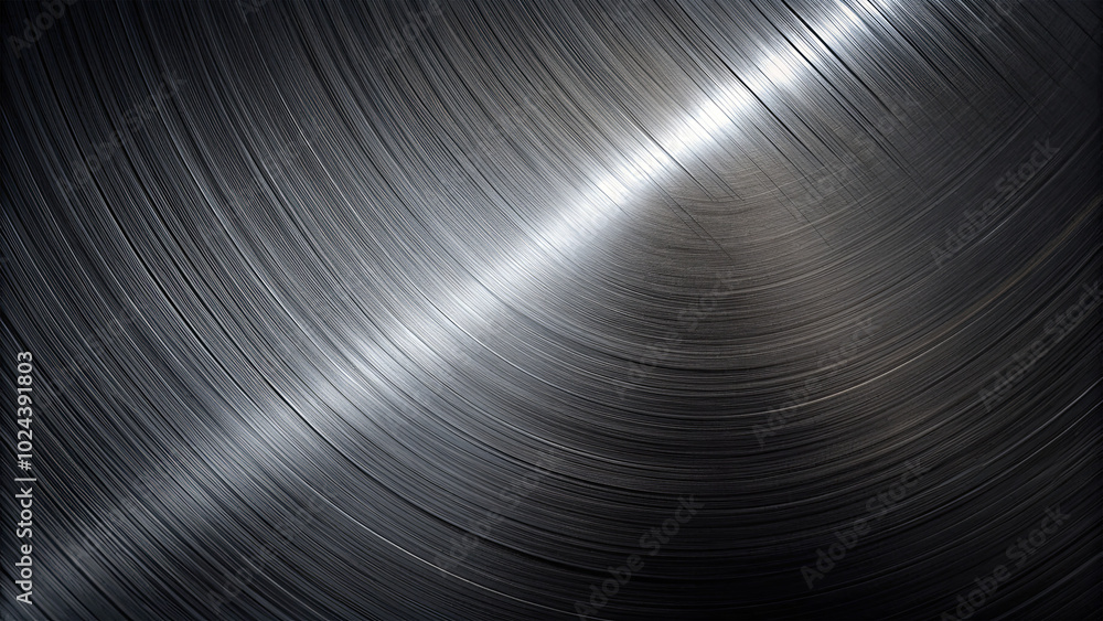 Poster the image captures a detailed view of a polished metal surface, characterized by intricate circular 