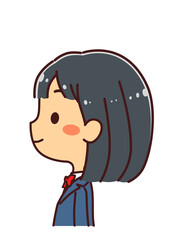 横顔の女学生　イラスト素材