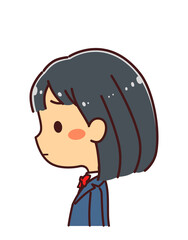 横顔の女学生　落ち込む　イラスト素材