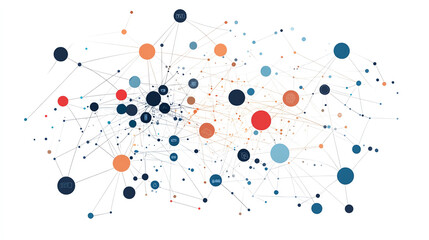 Abstract network of colorful dots and lines