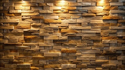 textured wall, natural stones, soft lighting, illuminated