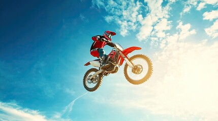 Naklejka premium Dynamic Motocross Rider Executing a Mid-Air Whip Maneuver