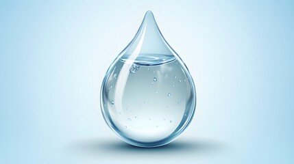 A Single Teardrop of Water on a Light Blue Background