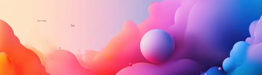 Obraz premium Colorful Surreal Landscape with Floating Spheres