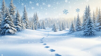 Naklejka premium Silent Forest, Snowflakes