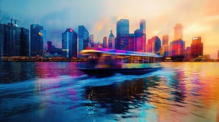 Obraz premium Boat on water, close-up of boat slicing through water.