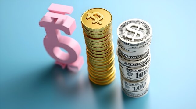 Detailed bar graph showcasing inflation rate trends over a period of time with various currency symbols represented to provide a comprehensive financial overview