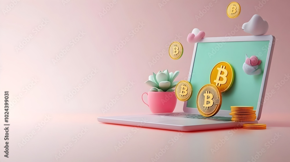 Poster seamless digital cryptocurrency payment process in 3d secure online transaction virtual wallet block