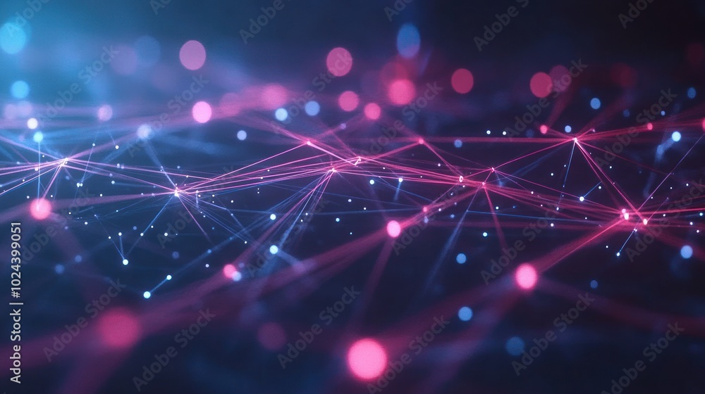 Poster abstract network of glowing lines and dots