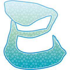 桜模様の手書き文字「巳」のイラスト（水色）