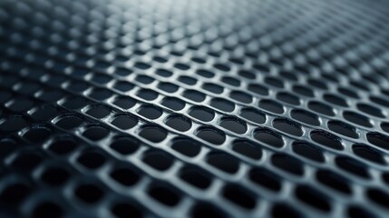 Close-up of textured metal grid with dark blue tones