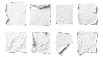 Obraz premium A collection of torn and ripped white paper sheets. Perfect for scrapbook pages, notebook tears, or adding a unique touch to social media banners.