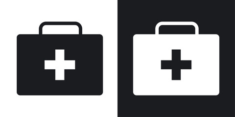 Doctor bag icons. solid style vector