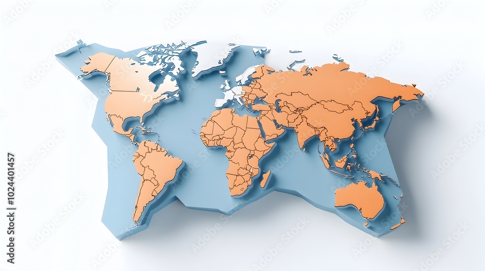 Poster abstract visual representation of global financial growth and economic progress with a world map and