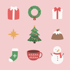 Vector illustration of Christmas objects.