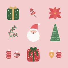 Vector illustration of Christmas objects.