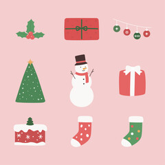 Vector illustration of Christmas objects.
