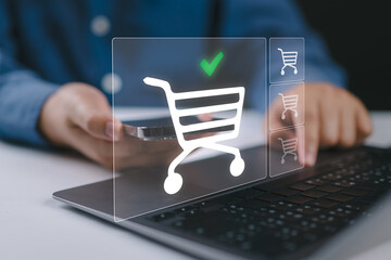 Online shopping concept. shopping order in online store, payment makes a purchase on the Internet,...