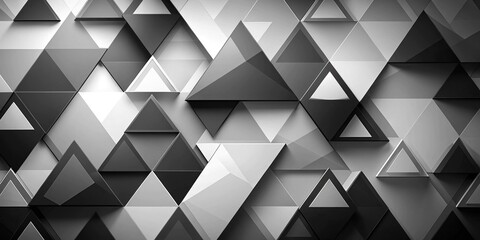 Fototapeta premium Tilted angle geometric abstract background with overlapping triangles in black and white contrasting colors