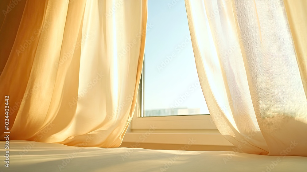 Poster soft curtains in an open window