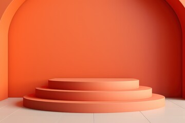 Obraz premium Minimalist Orange Platform with Arches