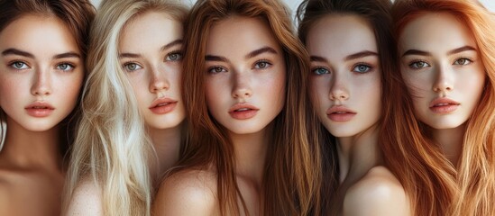 Collage Image Of Different Young Caucasian Women Looking At Camera