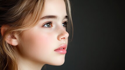 Naklejka premium Young Model Portrait with Natural Skin and Beauty