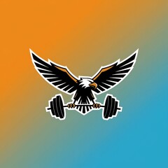 Fototapeta premium eagle gym, eagle gym vector, eagle gym vector logo, eagle gym logo, eagle gym vector design, eagle gym vector graphic, bird, vector, eagle, silhouette, animal, illustration, flying, wings, wing, dove