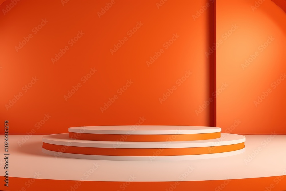 Poster minimalist product display mockup with orange background