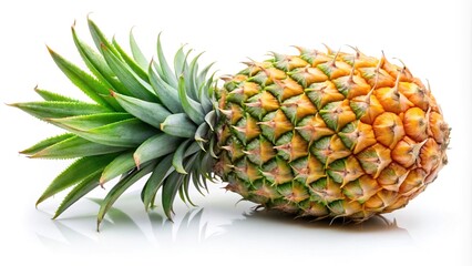 Tilted angle pineapple isolated on white background with clipping path
