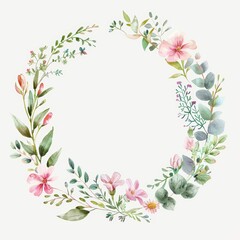 Fototapeta premium corona de flores silvestres acuarela. tarjeta, boda, invitación