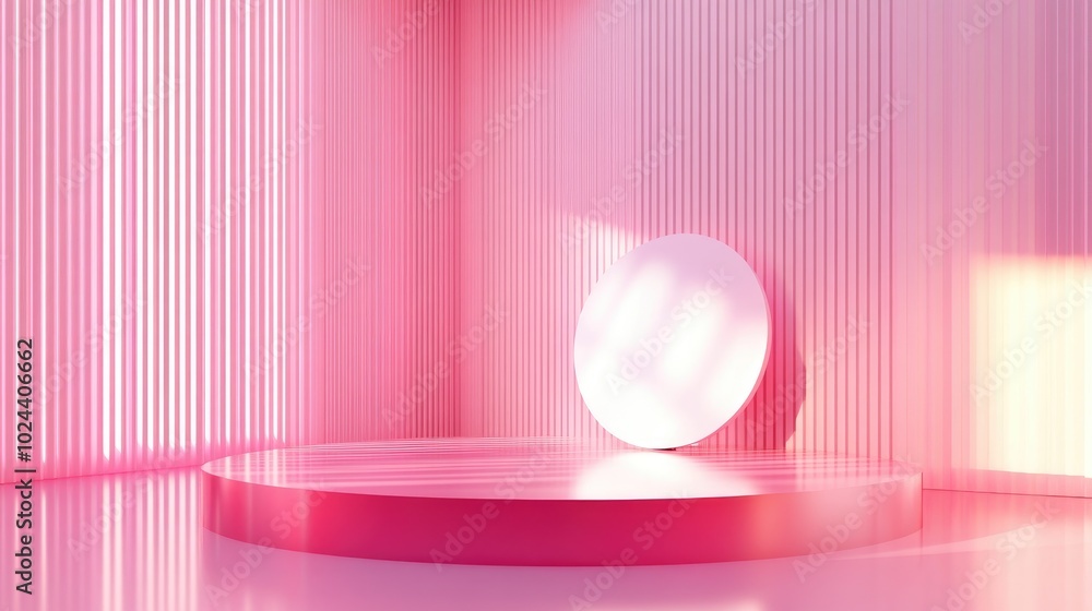 Aufkleber Abstract pink geometric background modern minimalist mockup for podium display or showcase 3D rendering