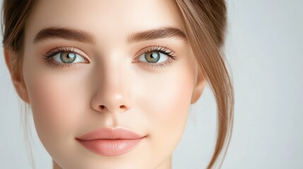 Obraz premium Beautiful Portrait of a Woman with Flawless Skin