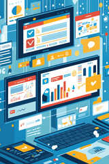 Fototapeta premium Data visualization on digital screens