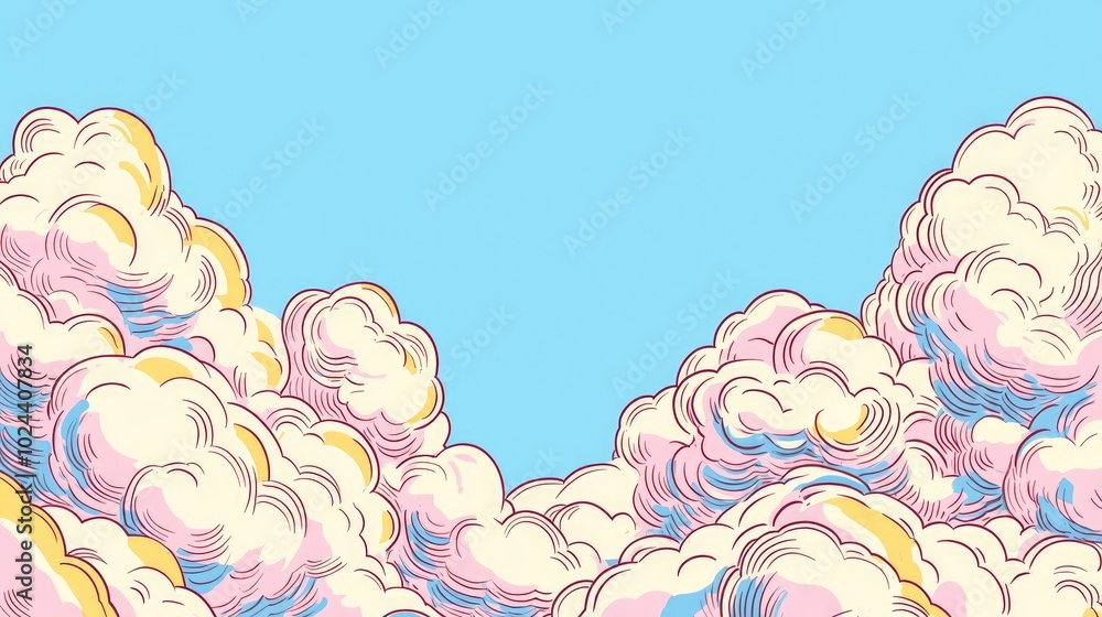 Poster cloudy sky background with blank copy space at the top
