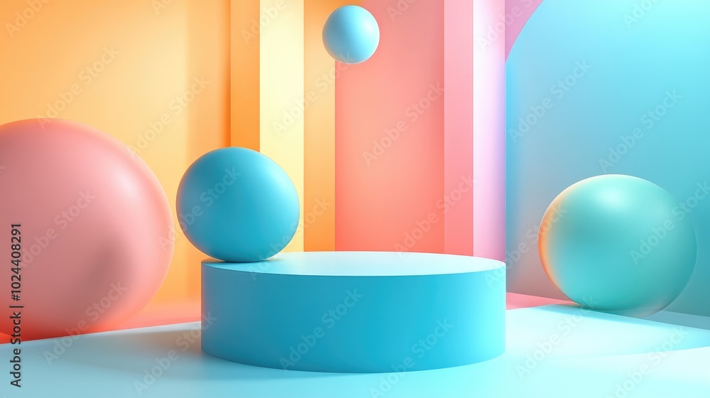 Poster 3d rendered illustration of an abstract pedestal background showcasing a mockup for product display 