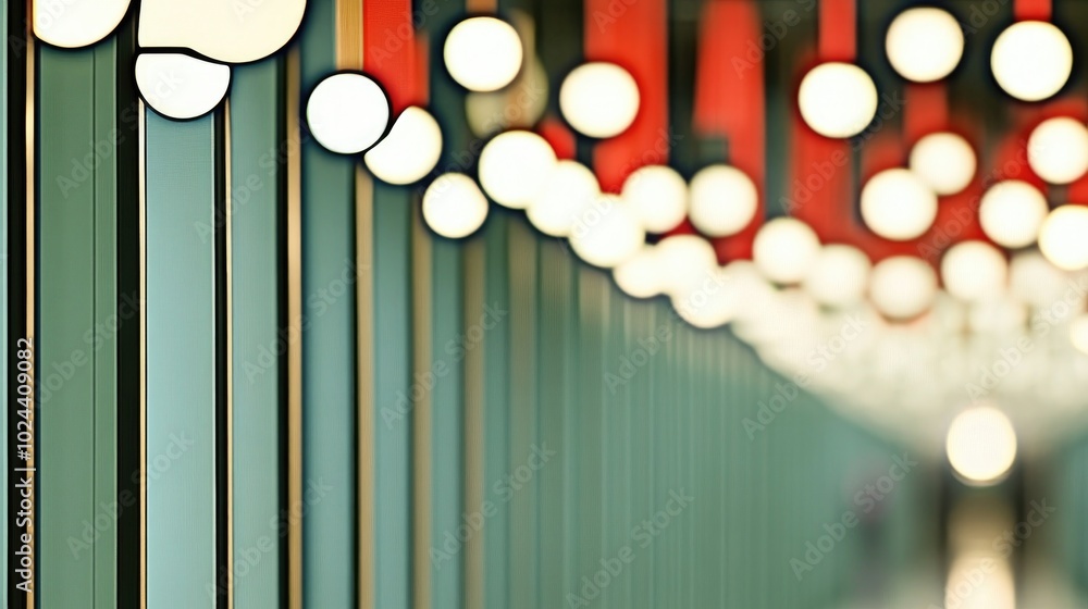 Poster abstract blurred image of a shopping center or retail space interior with bokeh lighting