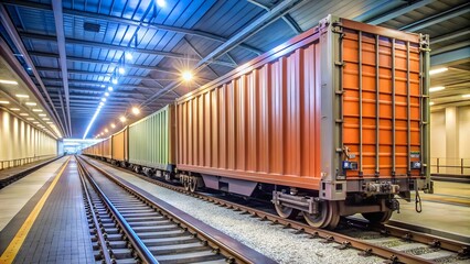 Obraz premium Cargo Container train in subway