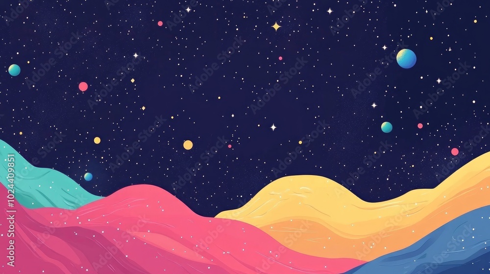 Poster abstract colorful digital painting art space galaxy universe backdrop stars and nebulae science and 
