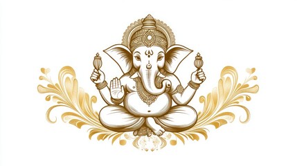 Ganesha Blessing Pose Artistic Illustration