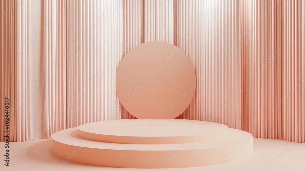 Aufkleber Abstract backdrop for product showcase podium presentation minimalist pastel 3D environment 3D rendering