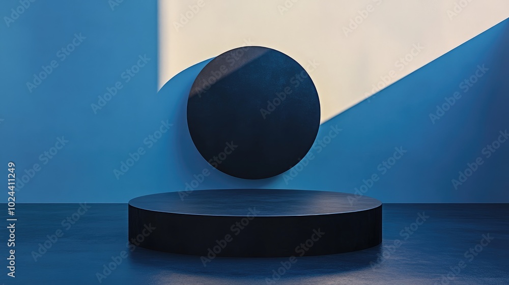 Poster Abstract branding background featuring a black podium for presentation purposes 3D rendering illustration